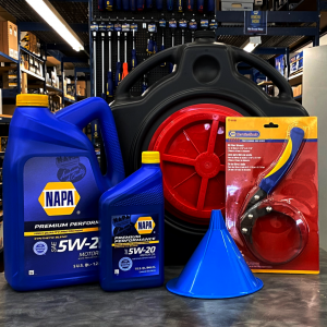 NAPA Oil Change Set including NAPA Oil, Filter Wrench, Funnel, Drip Pan